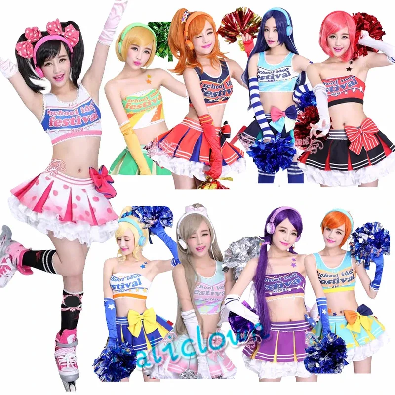 

Love Live October Sports Cheerleader Nico Yazawa Honoka Kotori Tojo Maki Outfit Uniform Anime Lovelive Cheer Cosplay Costume