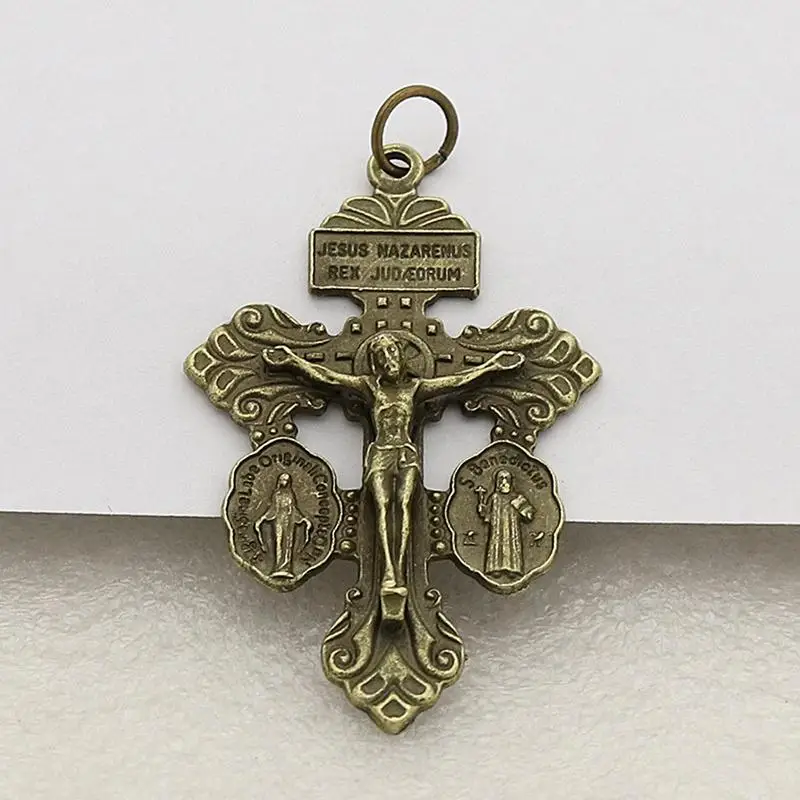 1PC Vintage Silver Color Zinc Alloy Big Jesus Cross Pendant Crafts Religious Faiths Charm Frame Jewelry Making Accessories