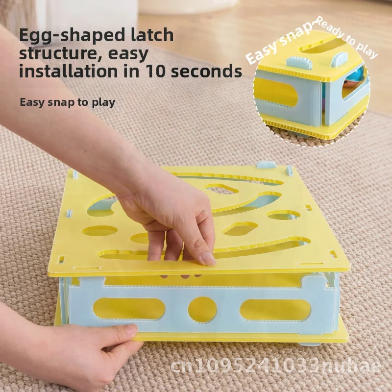 

Self-Relief Cat Hole Toy Turntable with Leakage Ball Maze Box Bell - Interactive Cat Stick Toy Set for Household Fun