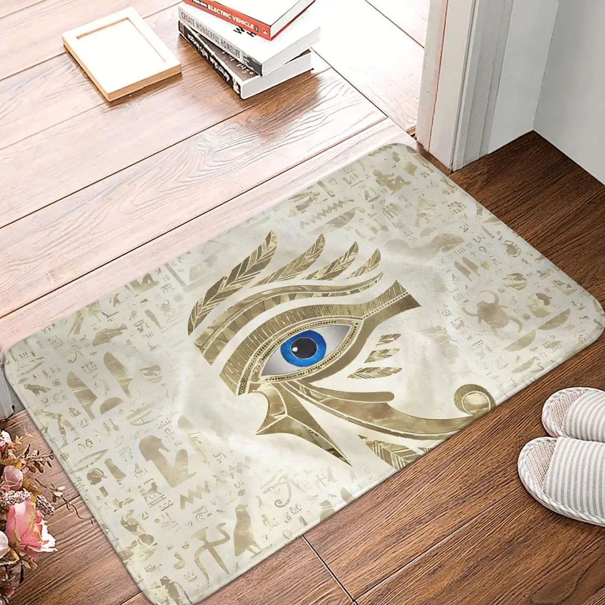 Egyptian Eye Of Horus Gold And Pearl Ancient Egypt Digital Art Non-Slip Carpet Doormat Bedroom Bath Mat Welcome Home Rug