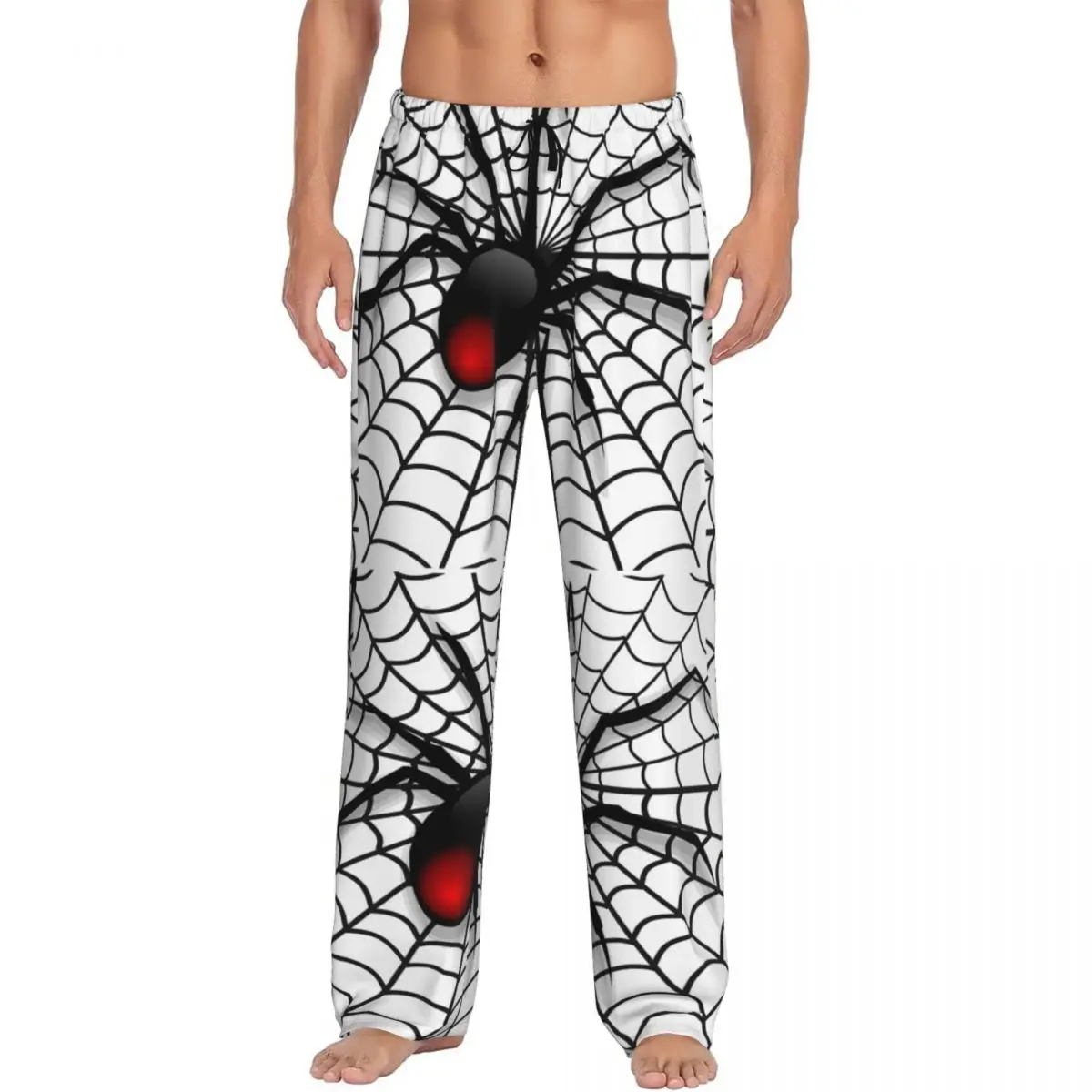 Custom Spider In Web Pajama Pants Men Animal Print Lounge Sleep Drawstring Sleepwear Bottoms with Pockets