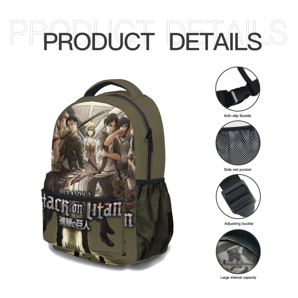 Wings of Liberty Attack on Titan Retro New Fashion Capacity Waterproof College Backpack Trendy Laptop Travel Book Bag  ﻿ ﻿