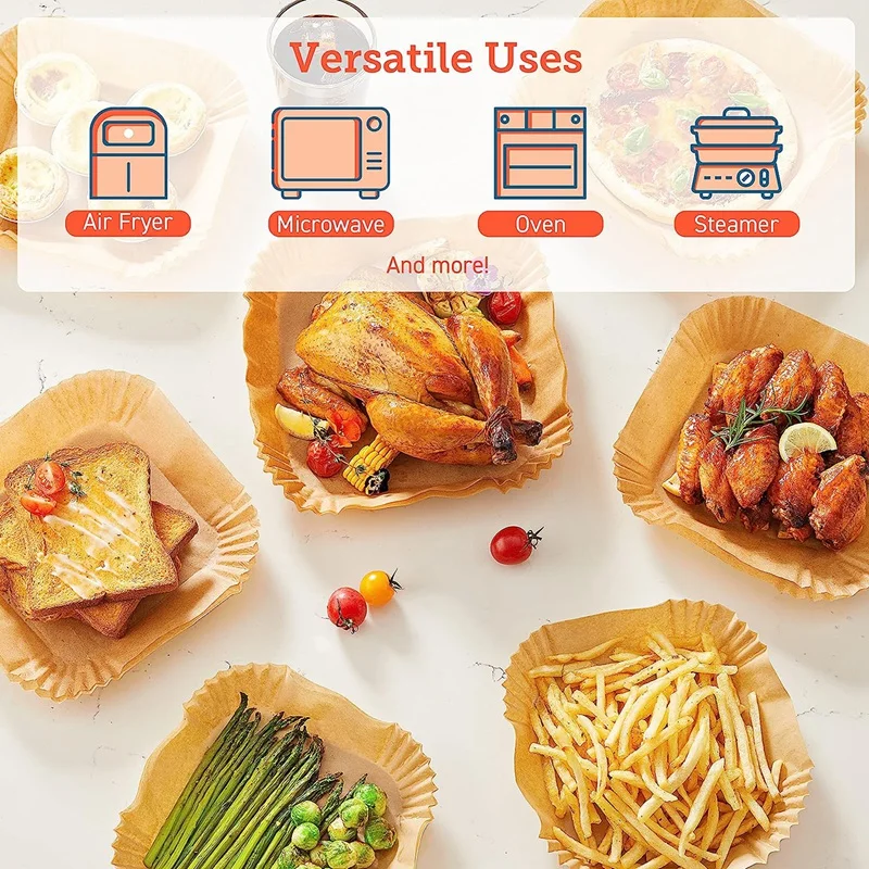Forros de papel descartáveis 7.9 Polegada para 5 a 6 qt cesta, acessórios para fritadeira de ar, forno, microondas
