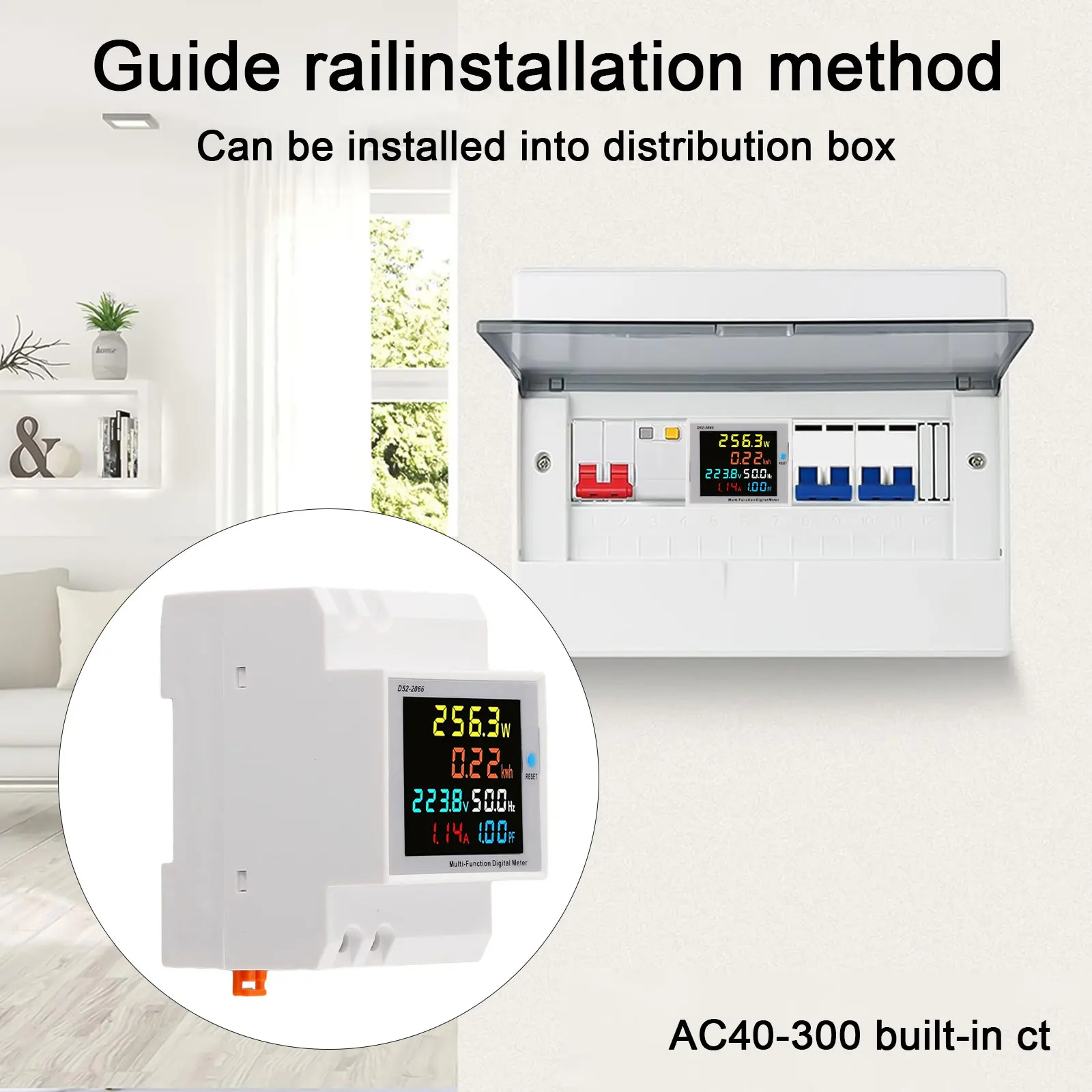 Digital Energy Meter Designed for DIN35mm Rail Installation Monitors Voltage Current Power and Frequency Seamlessly