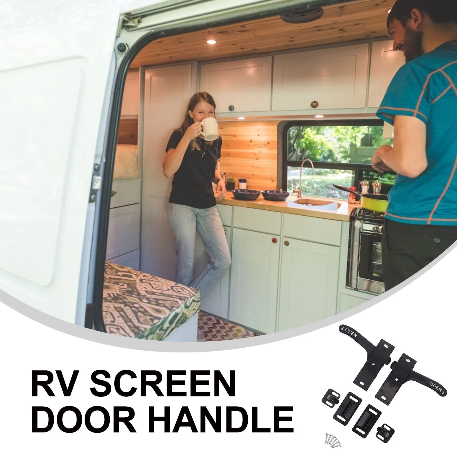 

2 Sets Rv Screen Door Handle Kit: Universal Plastic Latch For Camper Trailer Left Easy Install Durable Security Lock