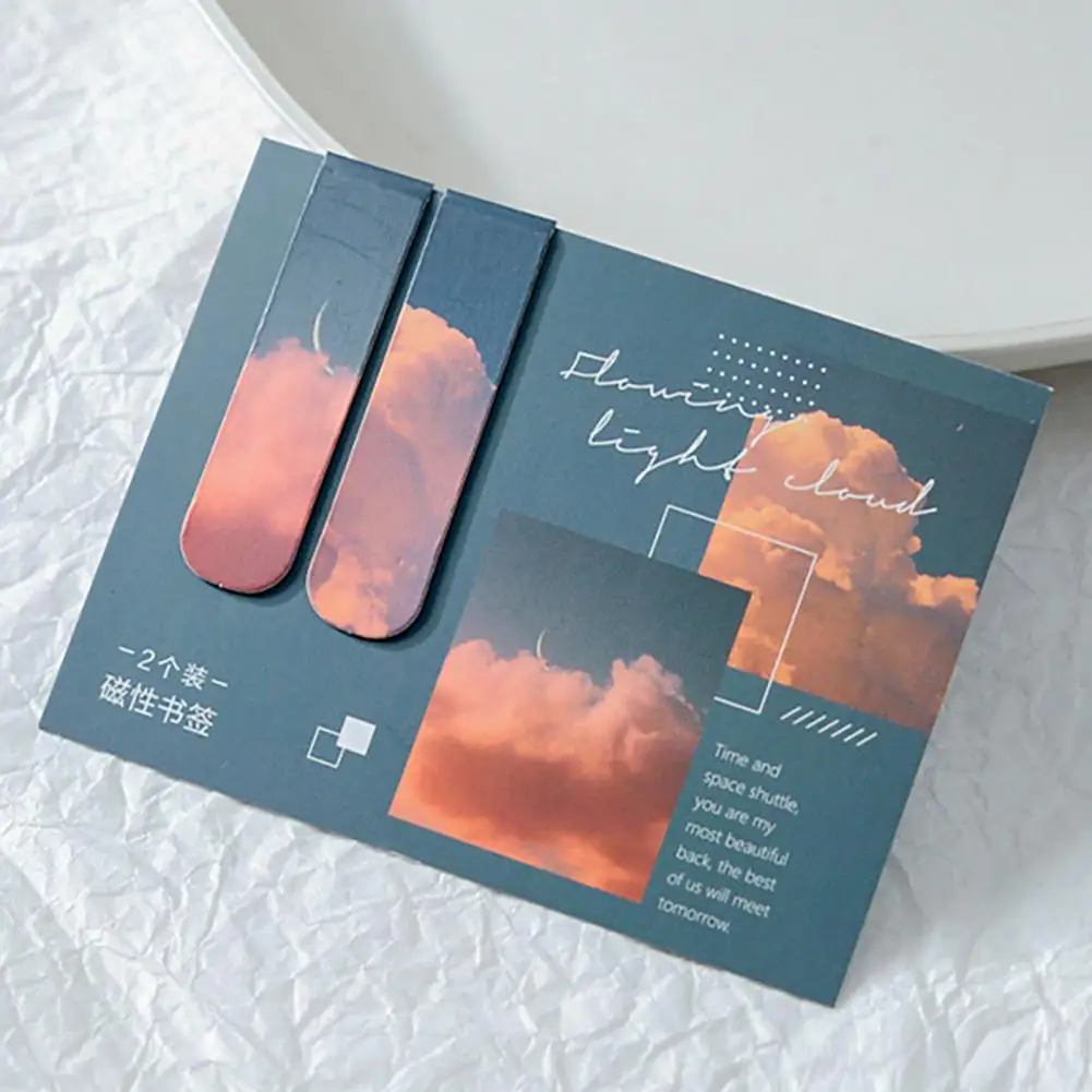 Creative Magnetic Bookmark Romantic Cloud Sky Landscape Magnetic Bookmarks Literary Book Marker Clip for Book Lovers for Reading