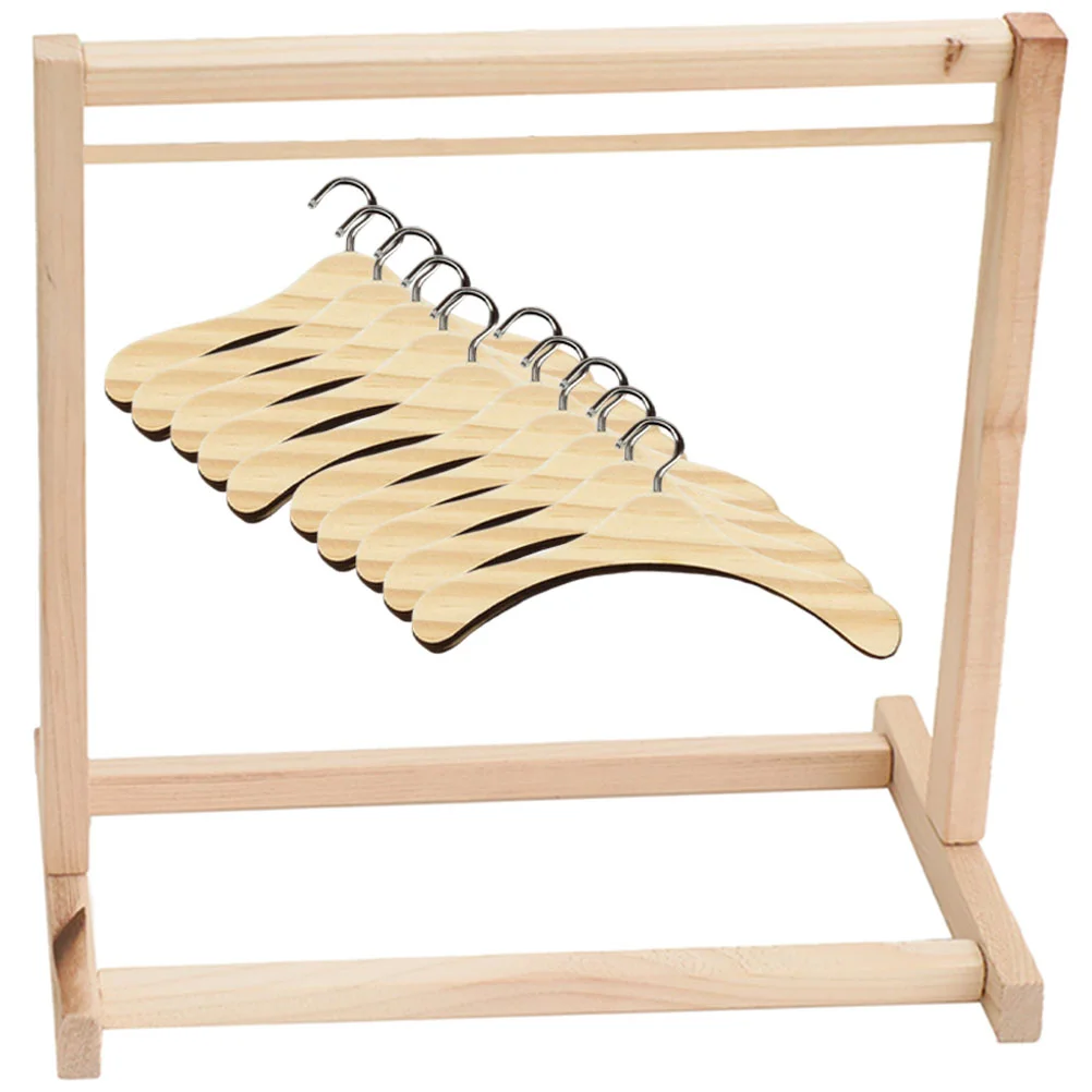 Wooden Hanger Miniature Furniture Outfit Rack Clothing Hangers Clothes Apparel Coat