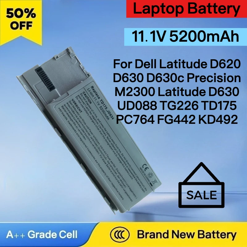 

11,1 В 5200 мАч аккумулятор для ноутбука Dell Latitude D620 D630 D630c Precision M2300 Latitude D630 UD088 TG226 TD175 PC764 FG442 KD492
