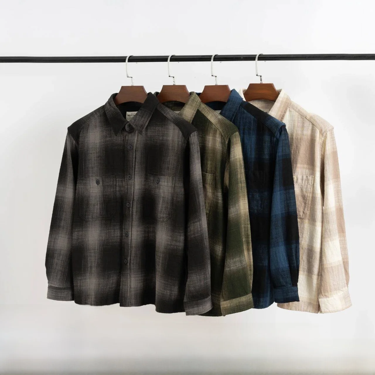 

Мужская теплая хлопковая рубашка в клетку в стиле ретро с длинным рукавом, классического кроя, с эффектом потертости, на пуговицах, для осени и зимы