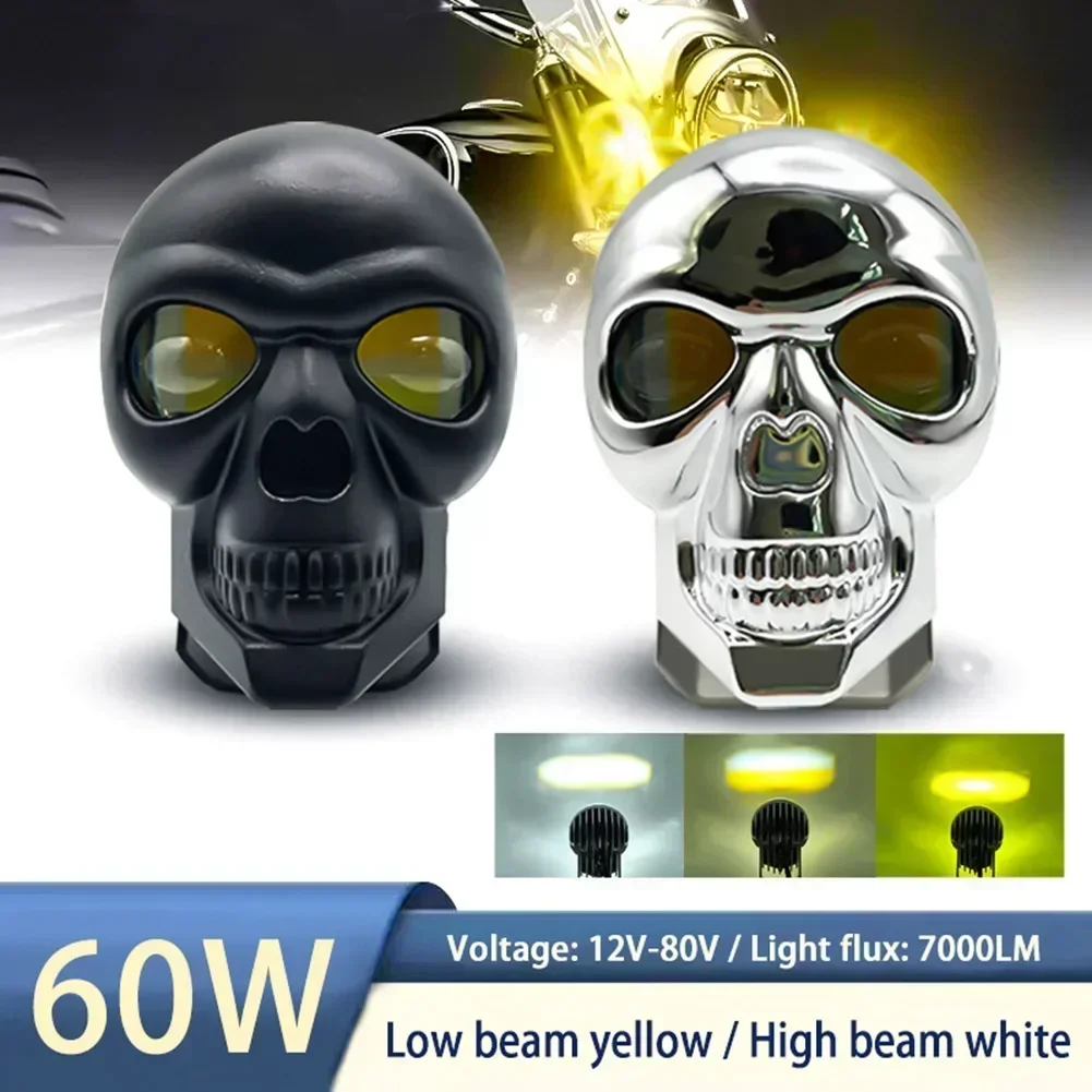 

Motorcycle Skull Fog Lights Alloy Skull Headlight Motorbike High Low Beam Lamp Motorcycle Skull Fog Lights