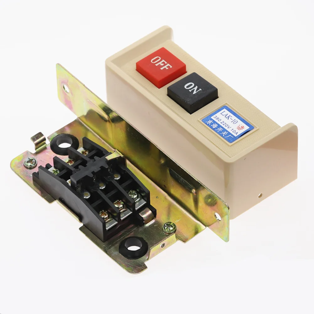 1Pcs LAK-10 ON/OFF Start Stop Flush Mounted Push Button Switch AC 380/220V 10A Sewing machine switch