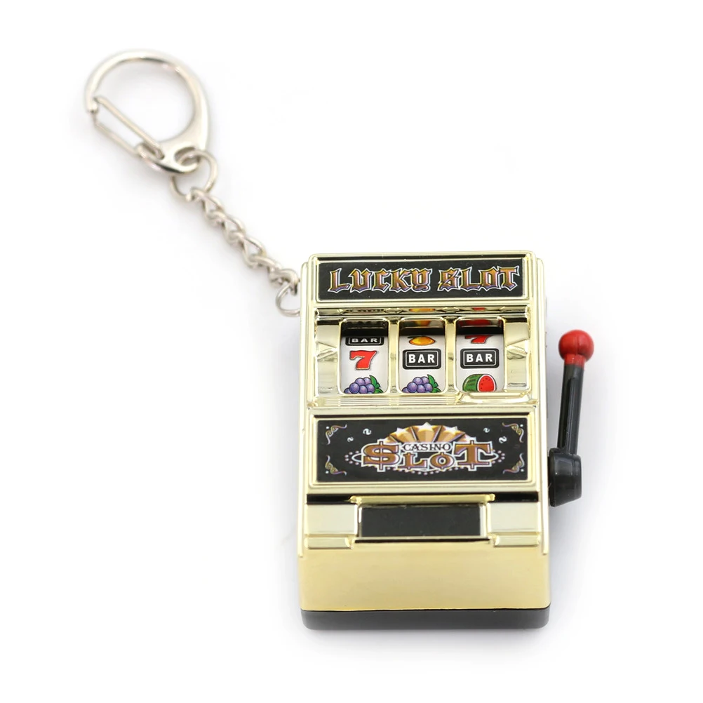 Mini Slot Machine Game Flashing Key Chains Lucky Charm Key Chain