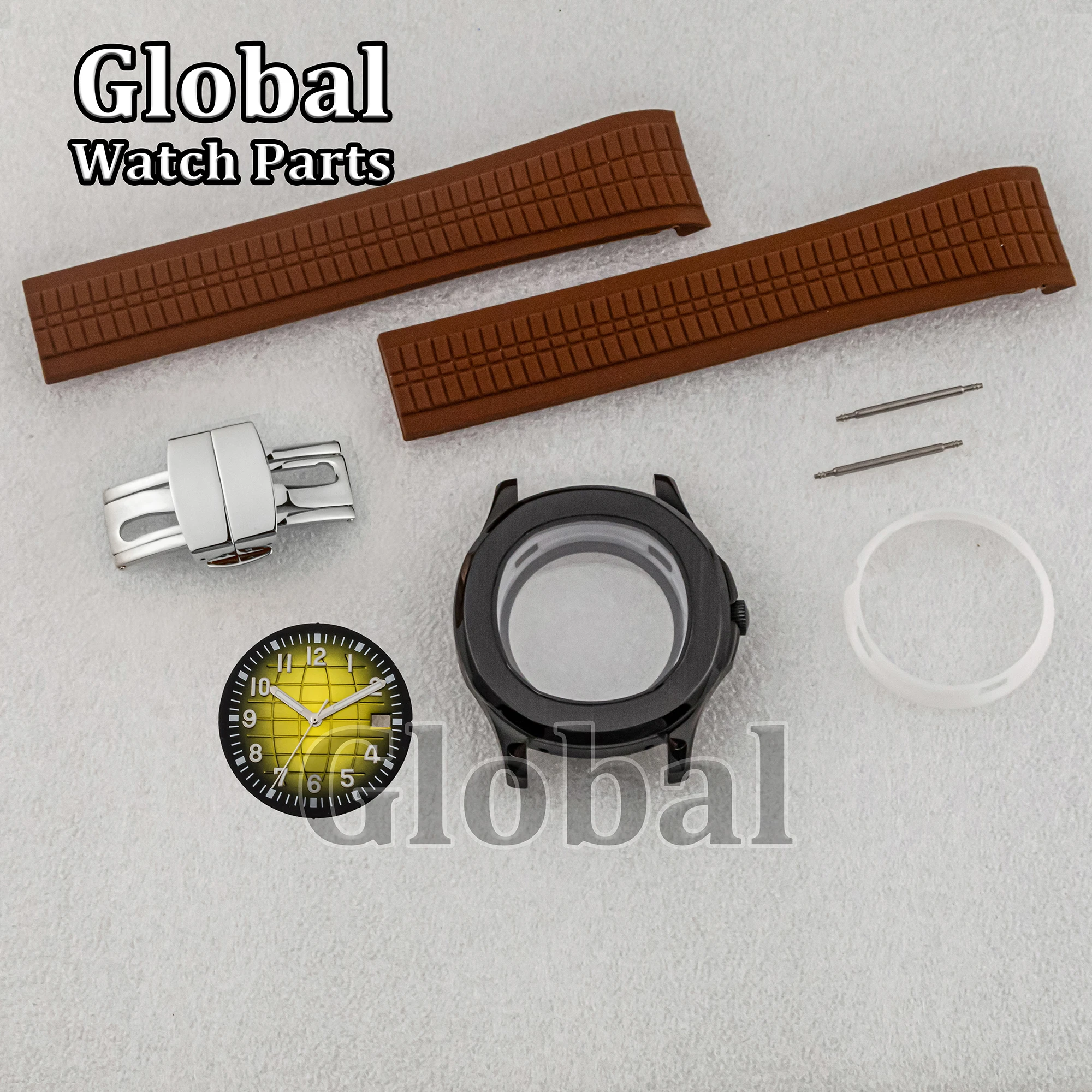 Корпус NH35, резиновый ремешок, циферблат, светящиеся стрелки, черная нержавеющая сталь, 10 АТМ, водонепроницаемое сапфировое стекло для механизма Nautilus NH36