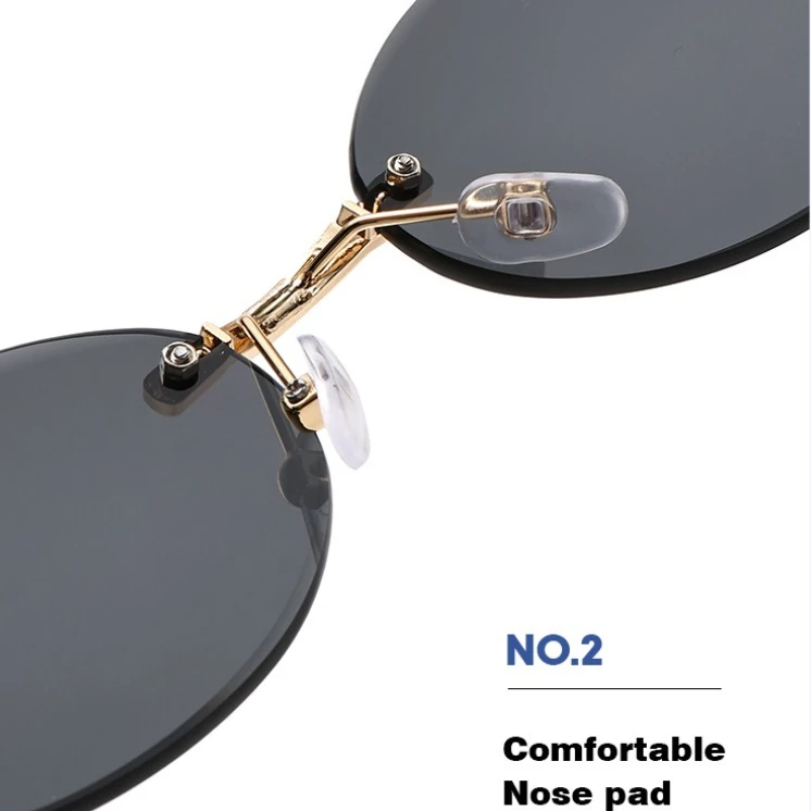 Popular Women Men Shades Oval Sun Glasses for Woman Man Summer Traveling UV400 Rimless Sunglasses Round Fashion Gafas De Sol image 6