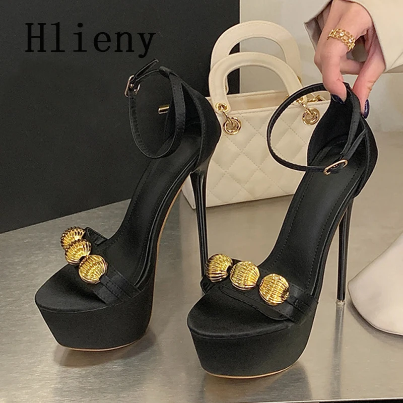 

Модные летние женские босоножки Hlieny в стиле подиумной моды на платформе, сексуальные туфли на экстремально высоком каблуке с ремешком на пряжке, для свадьбы, выпускного вечера, стриптиза
