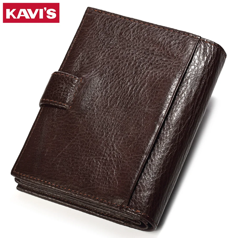 KAVIS Genuine Leather Wallet Men Passport Holder Coin Purse Magic Walet PORTFOLIO MAN Portomonee Mini Vallet Passport Cover