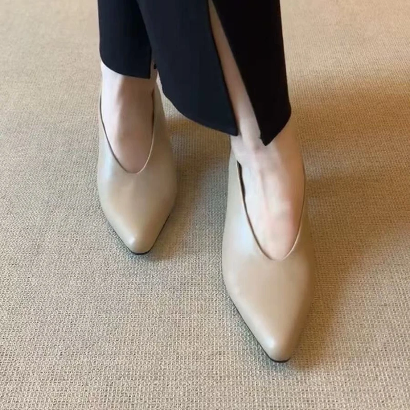 

Женские сандалии с острым носком в стиле 2025 года, туфли на высоком каблуке, женские шлепанцы, трендовое платье с открытой пяткой, неглубокие лоферы, летние элегантные туфли-лодочки