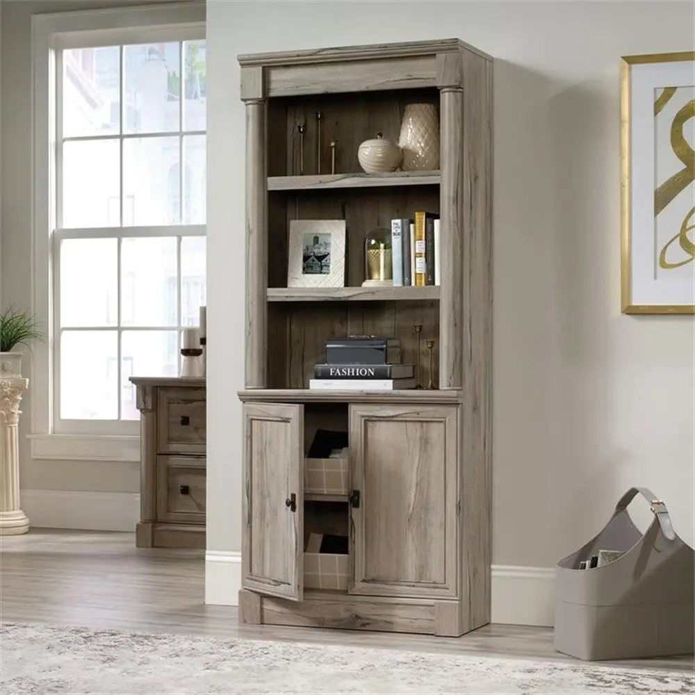 3-Shelf Bookcase Engineered Wood & Metal Storage Display Home Office Split Oak, Customized