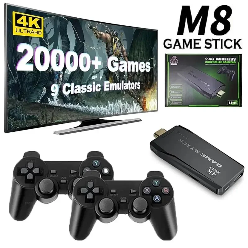 4K HD Retro Mini Handheld Game Player Video Game Console Built-in 20000 Games Wireless Controller TV Game Stick