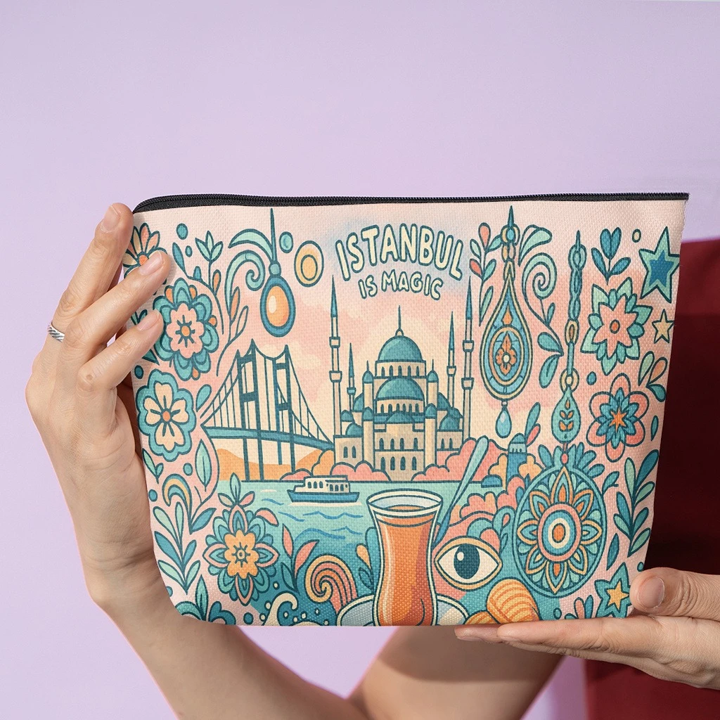 1pc Istanbul Is Magic Cosmetic Bag & Wallet Suitable for - Multi-Use Zippered Organizer with Istanbul Print