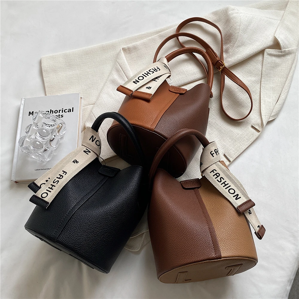 Burminsa Small Tote Bucket Bags For Women 2023 Trend Luxury Designer Ladies Shoulder Crossbody Bag PU Leather Handbags And Purse