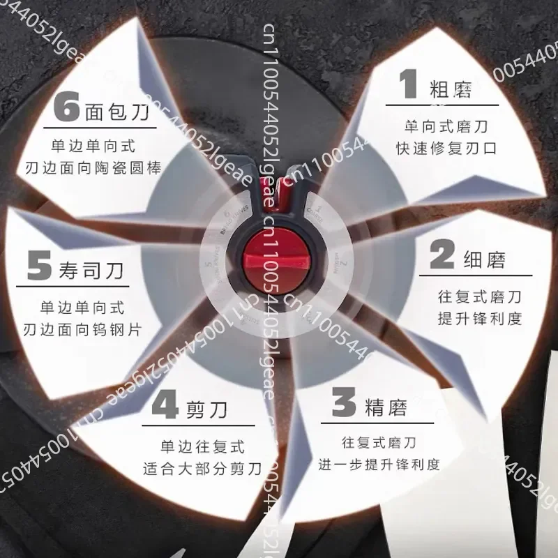 6 in 1 Multi-function 6in1 Multi-scale Adjustment Manual Quick Sharpener Kitchen Artifact