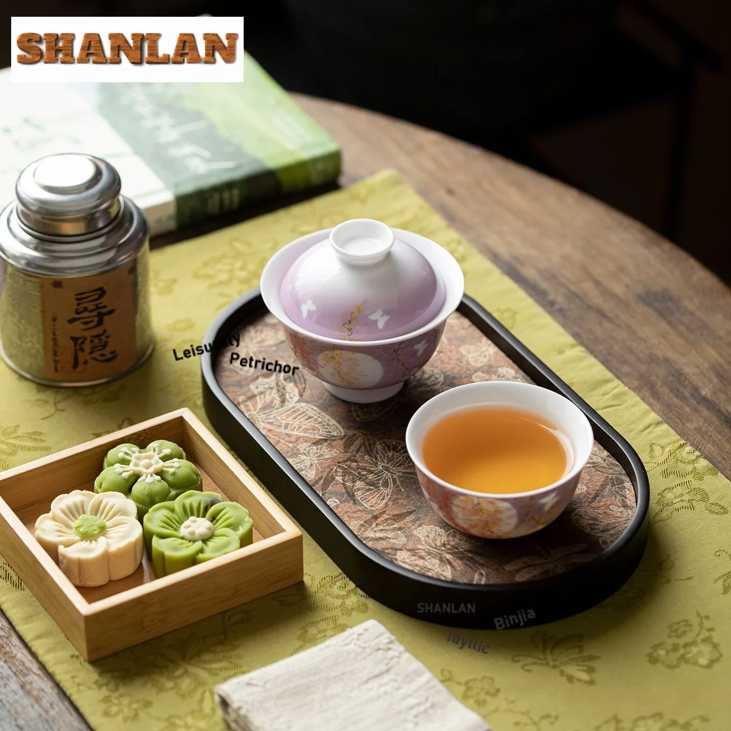 100 مللي النقي رسمت باليد القمر الظل الوستارية Gaiwan الإبداعية الشاي تورين براد شاي مع غطاء عدة صانع الشاي غطاء وعاء الشاي العناصر #4