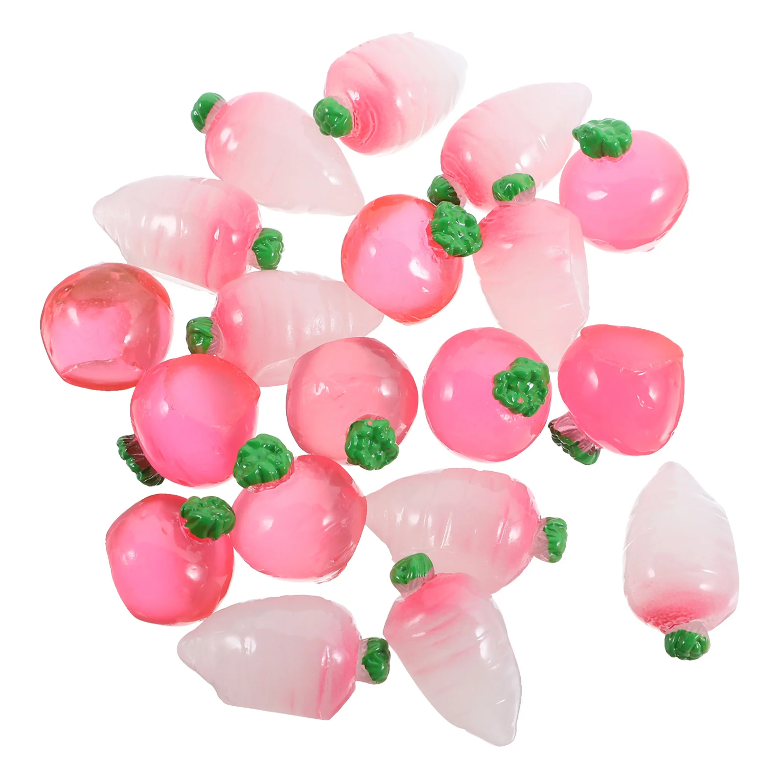 20pcs Night Light Vegetable Mini Resin Garden Decor Glow In Dark Ornament For Home Bonsai Micro Landscape Decoration