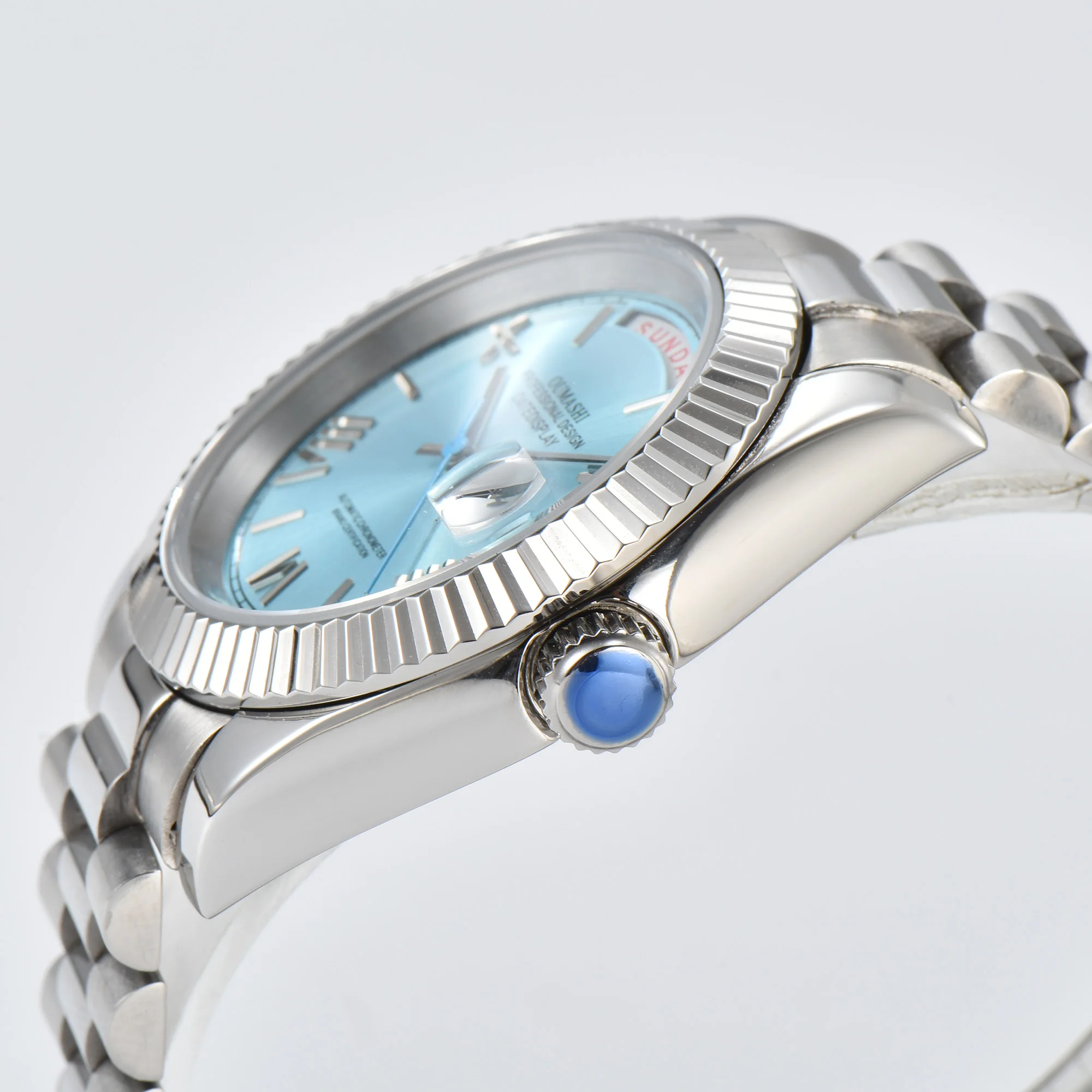 40 ミリメートルメンズ腕時計アラビア文字ミヨタ 8285 ムーブメント腕時計ステンレス鋼サファイアガラス防水自動機械式時計