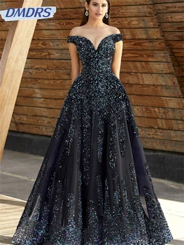 Lujoso vestido De Novia con hombros descubiertos, elegante vestido De Novia con lentejuelas, encantador vestido De Novia De manga corta, 2024