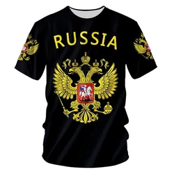 Russia Men's T Shirt Casual Loose Round Neck Russian Flag Short-sleeved Tops Tees Men's Clothing Streetwear Oversized T-shirts