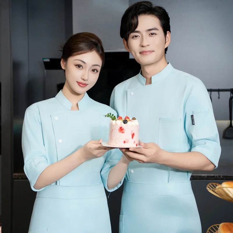 

Baking-style chef's workwearlogoHotel restaurant chef's long apron with embroidery
