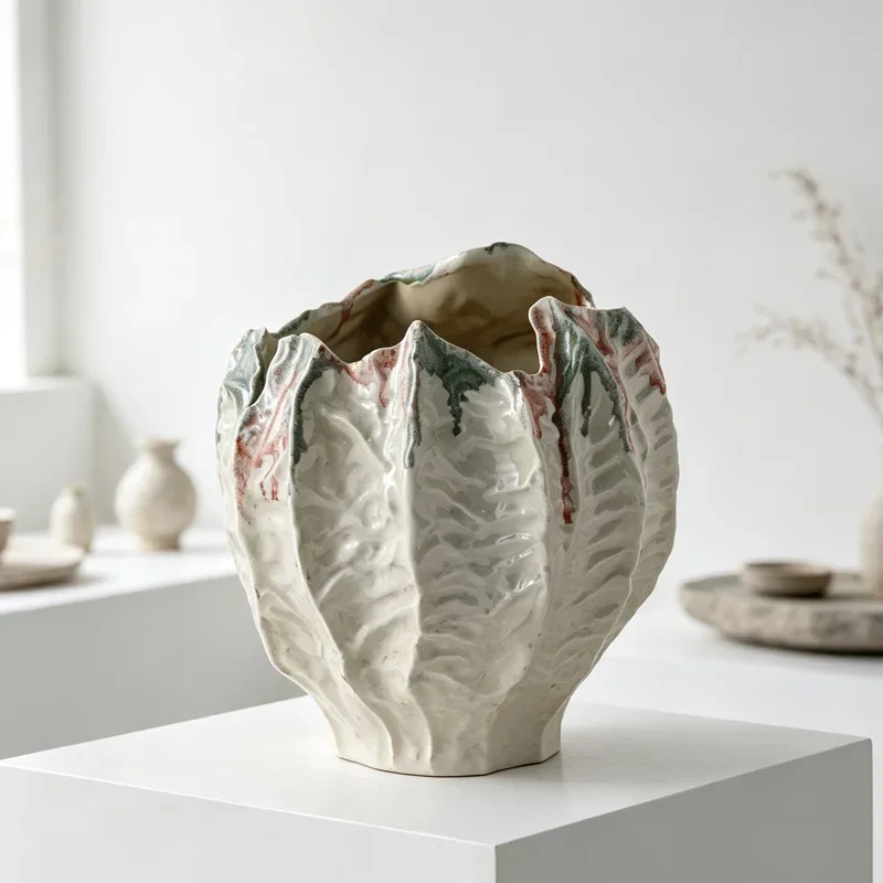 yjq wabi-sabi wind advanced sense living room entrance dried flower pottery pot flower arrangement decorative ornament
