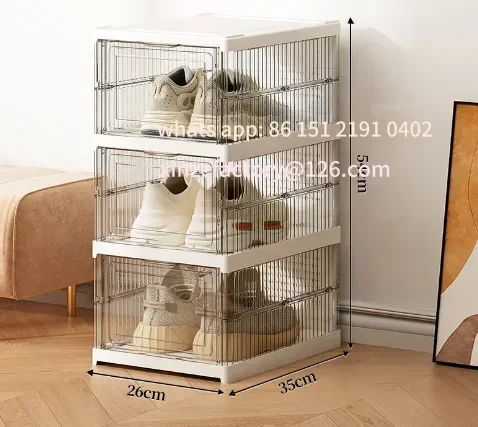 

Customizable Dustproof 6 Layers Foldable Shoes Box Stackable Transparent Thickened Plastic Bins Sneaker Shoe Organizer Cabinet O