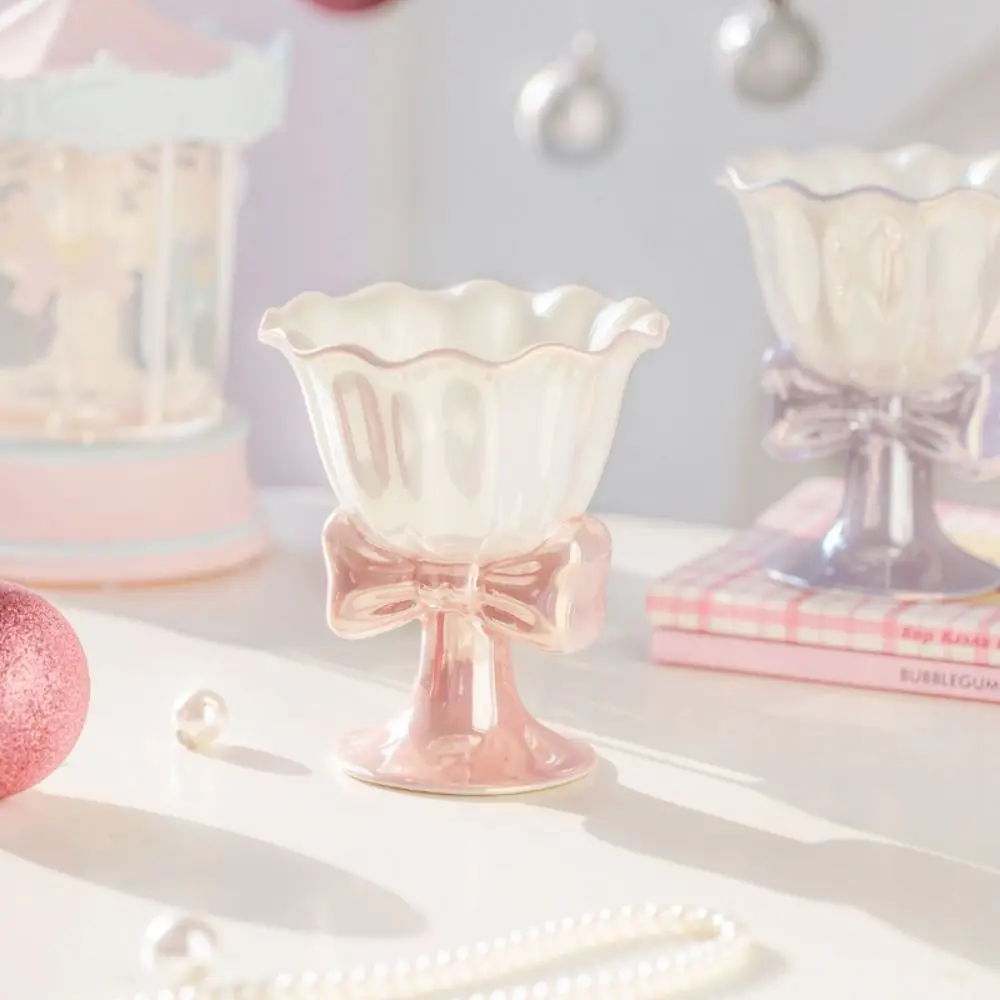 

Storage Bowl Ceramic Bow Shaped Ice Cream Cup Multi-Function High Foot Tea Cup Fashion Dessert Cup wine