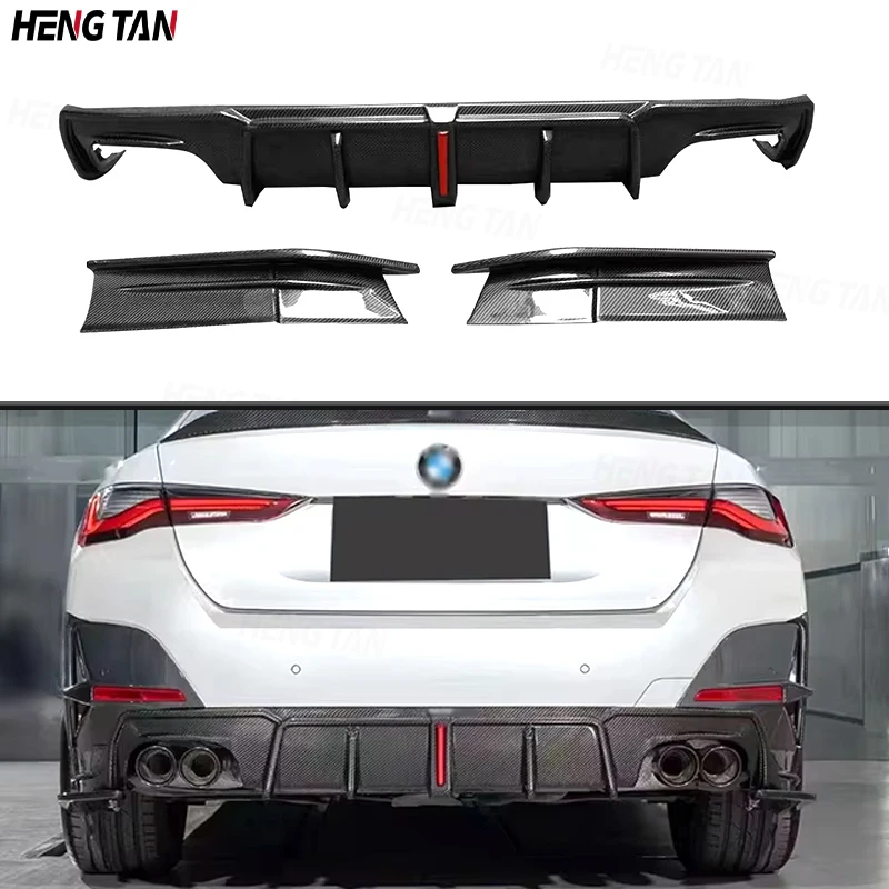 

Carbon Fiber For BMW 4 Series G26 2021+ 4 Door With lights Car Rear Bumper Lip Diffuser Spoiler Parts Upgrade Body kit