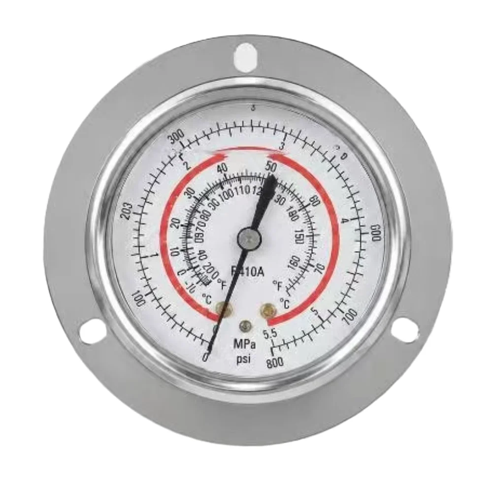 Y62 Coolant Pressure Gauge R410A Central Air Conditioning System High Accuracy Stainless Steel Core Shock Resistant Metal Tool