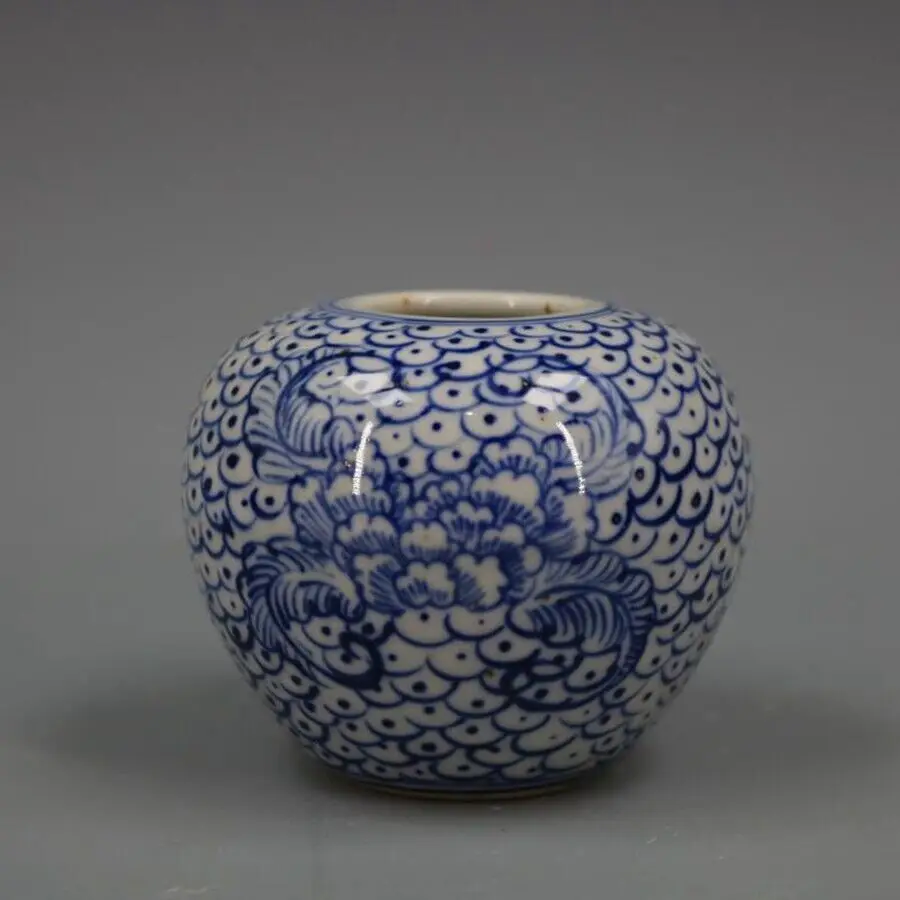 

Old Chinese Blue & White Porcelain Painted flowers jar pots Pen wash