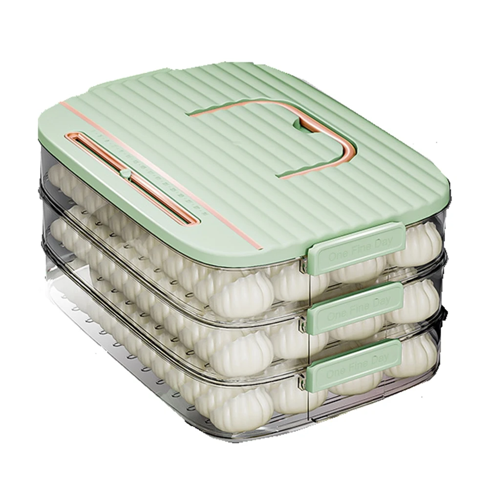 

Kitchen Accessories Organizer Dumpling Storage Box Refrigerator Box Food Dumpling Freezer Box Green