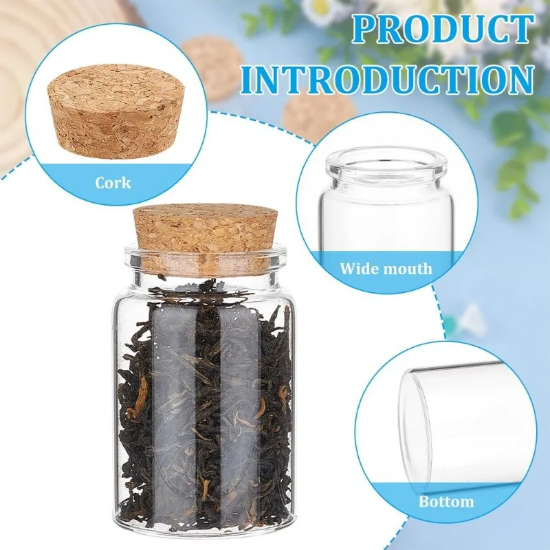 8Pcs 90ml/3oz Mini Glass Bottles with Cork Stoppers Wish Bottles Message Bottles for Wedding Party Supplies DIY Craft