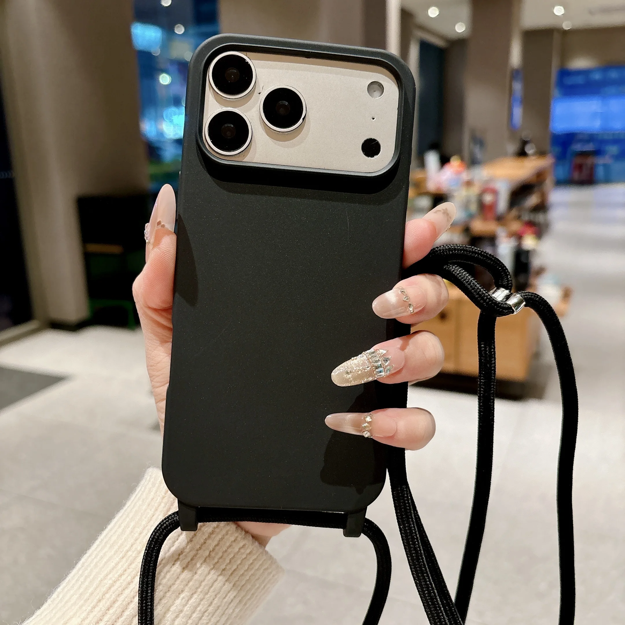 Adjustable Crossbody Shoulder Phone Case For iPhone 13 12 Mini 11 Pro XS Max X XR 8 7 6 Plus Matte Candy Color Silicone Cover view 5