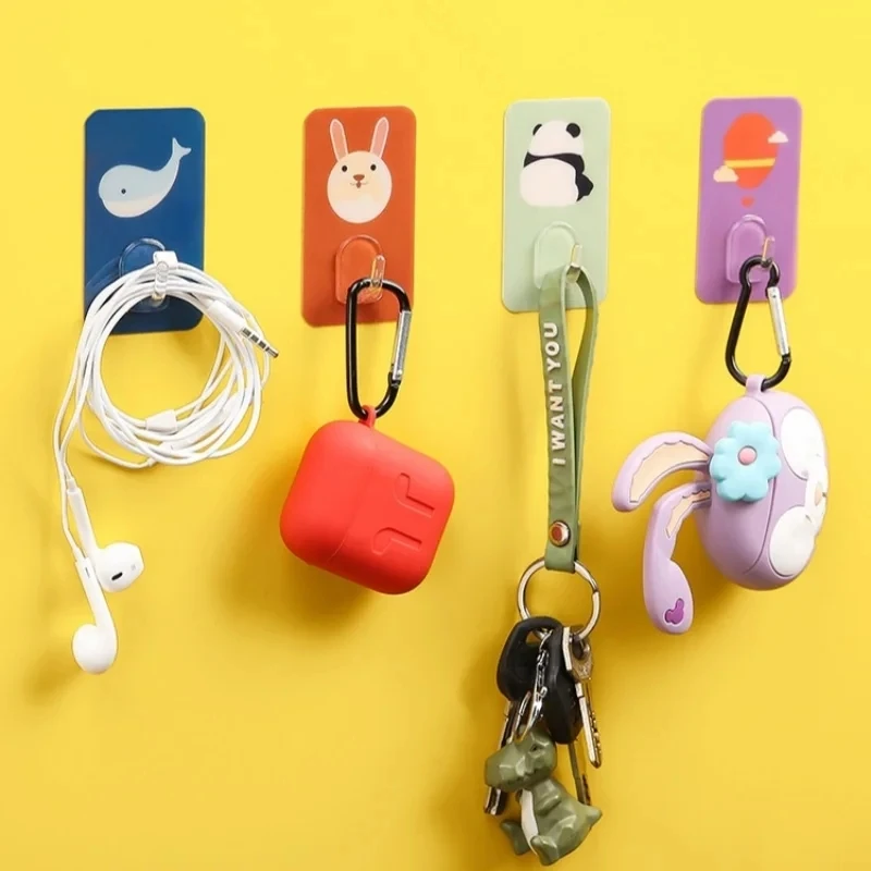 

10Pcs Cartoon Hooks Non Marking Waterproof Cute Strong Hook Tableware Hanging Rack Adhesive Hooks Kitchen Multi-Purpose