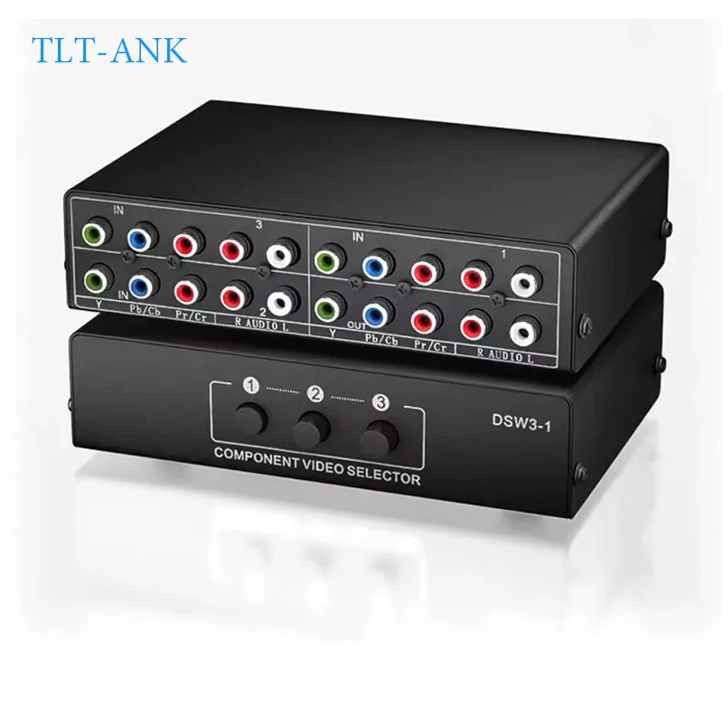 komponent RGB Skrzynka wyboru przełączników 3 wejścia 1 wyjście 5 komponentów RCA L/R Ypbpr Przełącznik AV Koncentrator przełącznika do PS2 Wii Xbox DVD HDTV