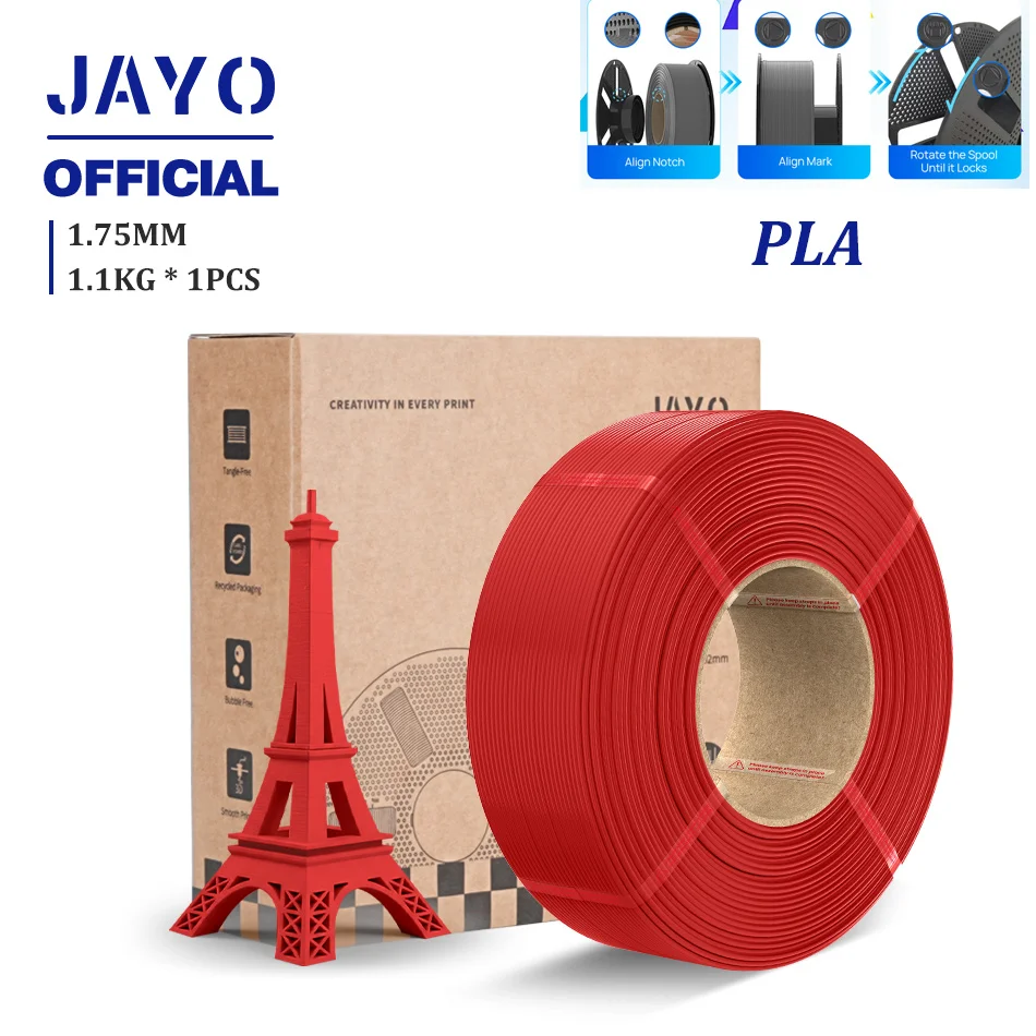 JAYO 3D-Drucker-Filament Nachfüllpack PLA/PETG/PLA+ Nachfüll-Filament 1,1 kg ohne Spule PLA-Filament für wiederverwendbare Spulen Kompatibel mit Bambu Labs
