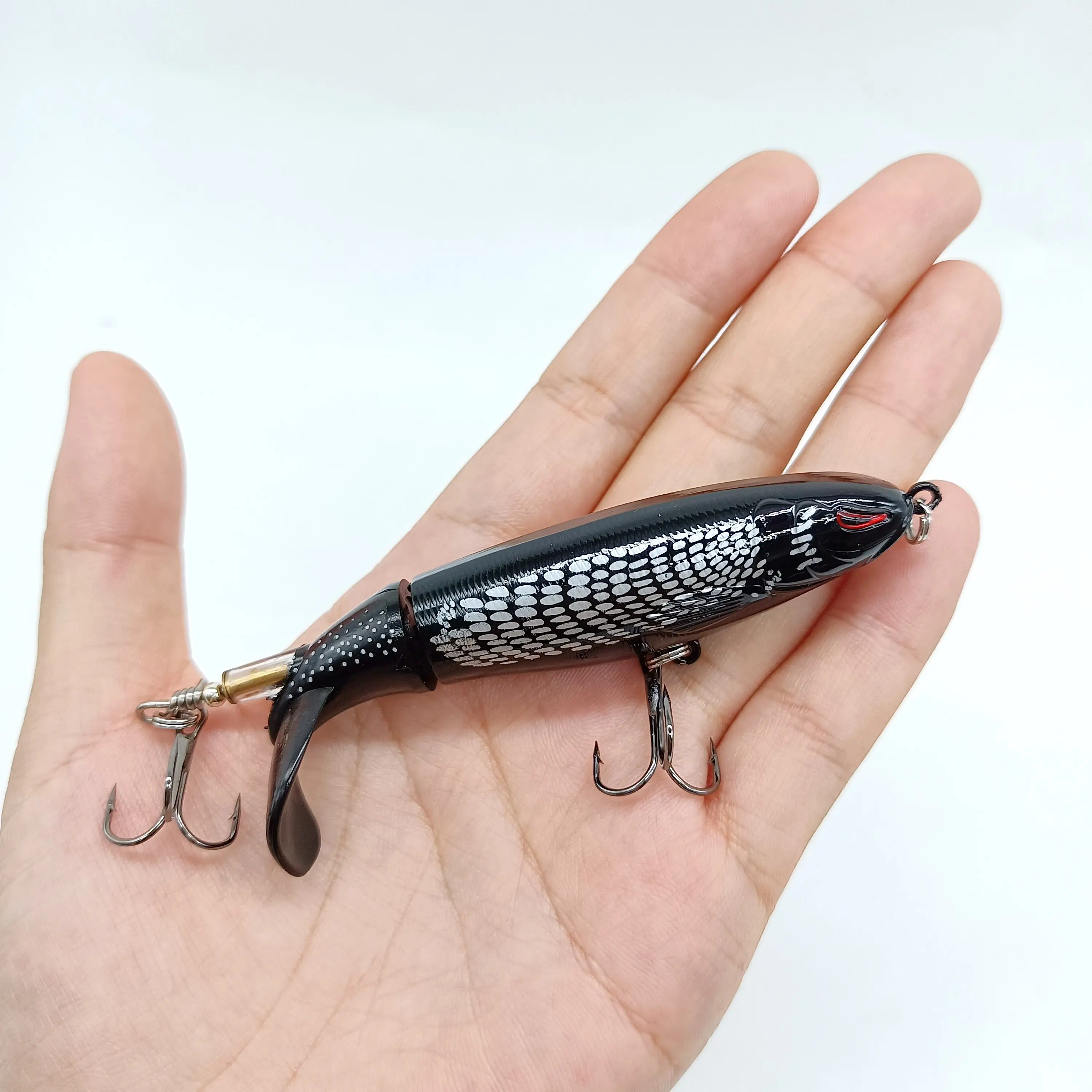 DUODUOYU 1PCS Topwater Fishing Lure 13g/95mm Whopper Popper Artificial Bait Hard Plopper Soft Rotating Tail Fishing Tackle