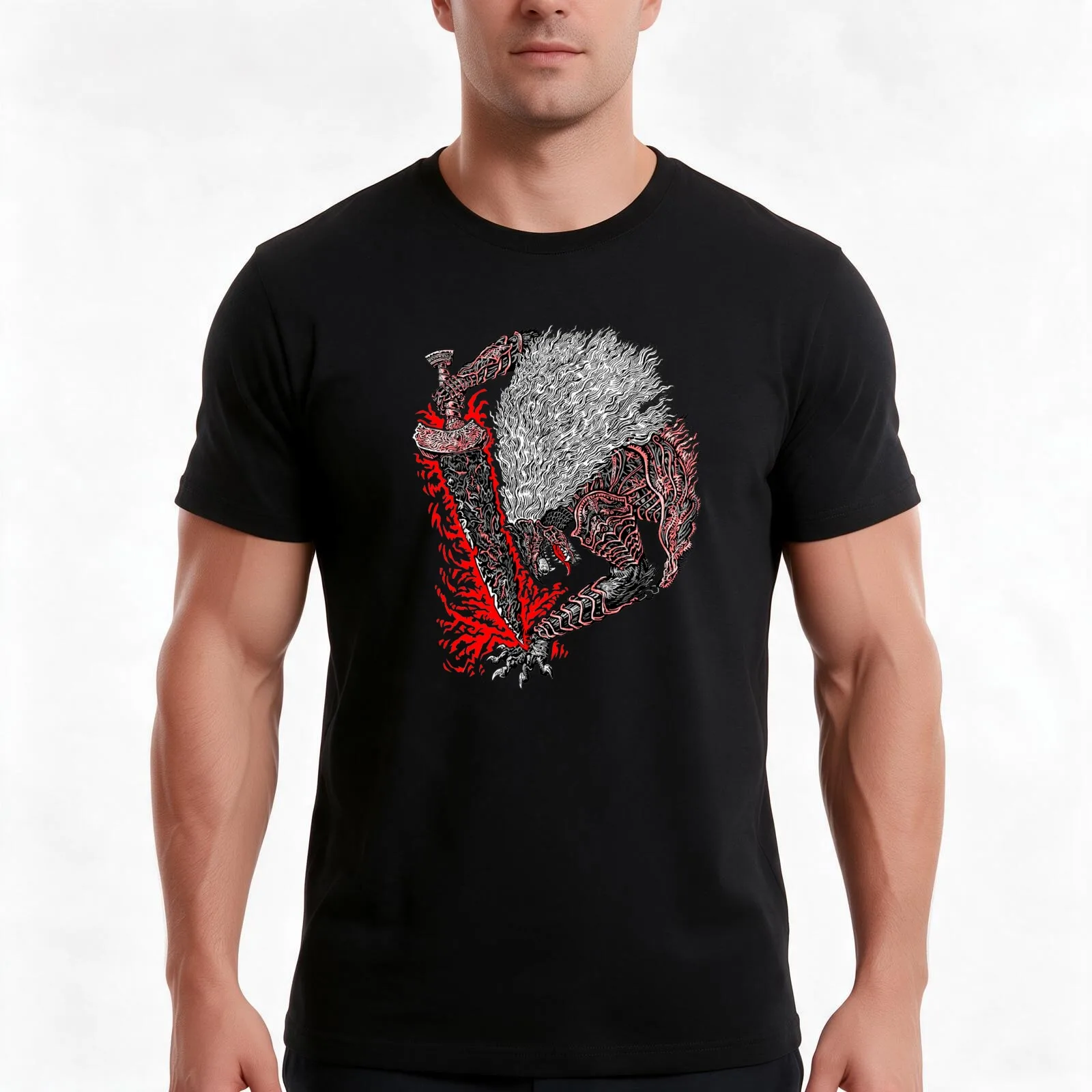 Maliketh, The Black Blade T-Shirt, Summer Casual Cotton Tee, Oversized Streetwear Tops, Vintage Graphic Print, Unisex Men Women