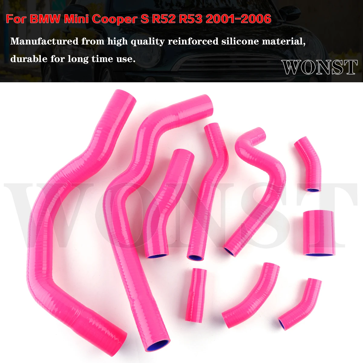 

10Pcs For 2001-2006 Mini Cooper S R52 R53 2002 2003 2004 2005 Silicone Radiator Coolant Hose 11 Color