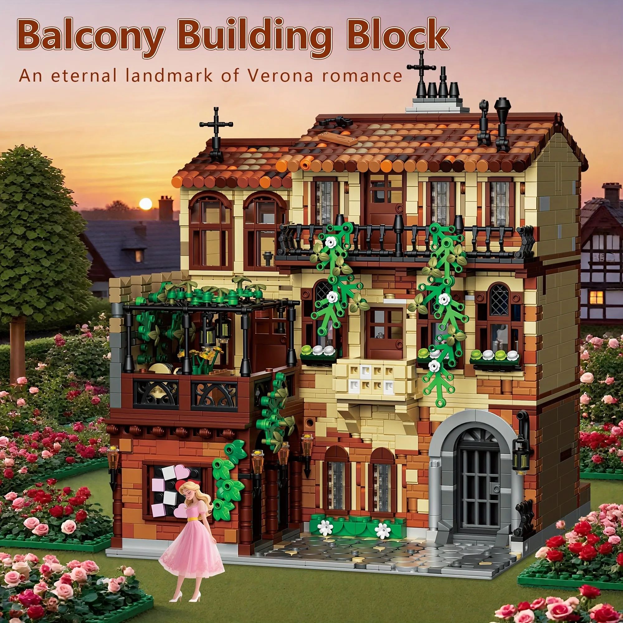 

3800PCS Juliet Balcony Building Blocks MOC Modular Buildings Architecture Model Splicing Assembly Brick Puzzle Toys Gift Kids