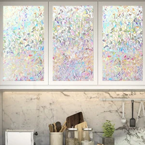 Window Privacy Film Static Window Clings Vinyl 3D Window Decals Window Stickers Rainbow Window Film for Control Anti UV