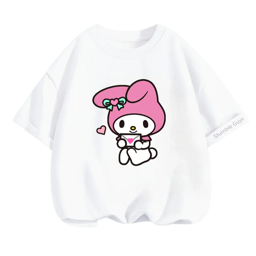 2024 New Anime Cartoon Summer My Melody 3-14y Kids Clothing Kids Girls Fashion T Shirt Casual Teen Tops